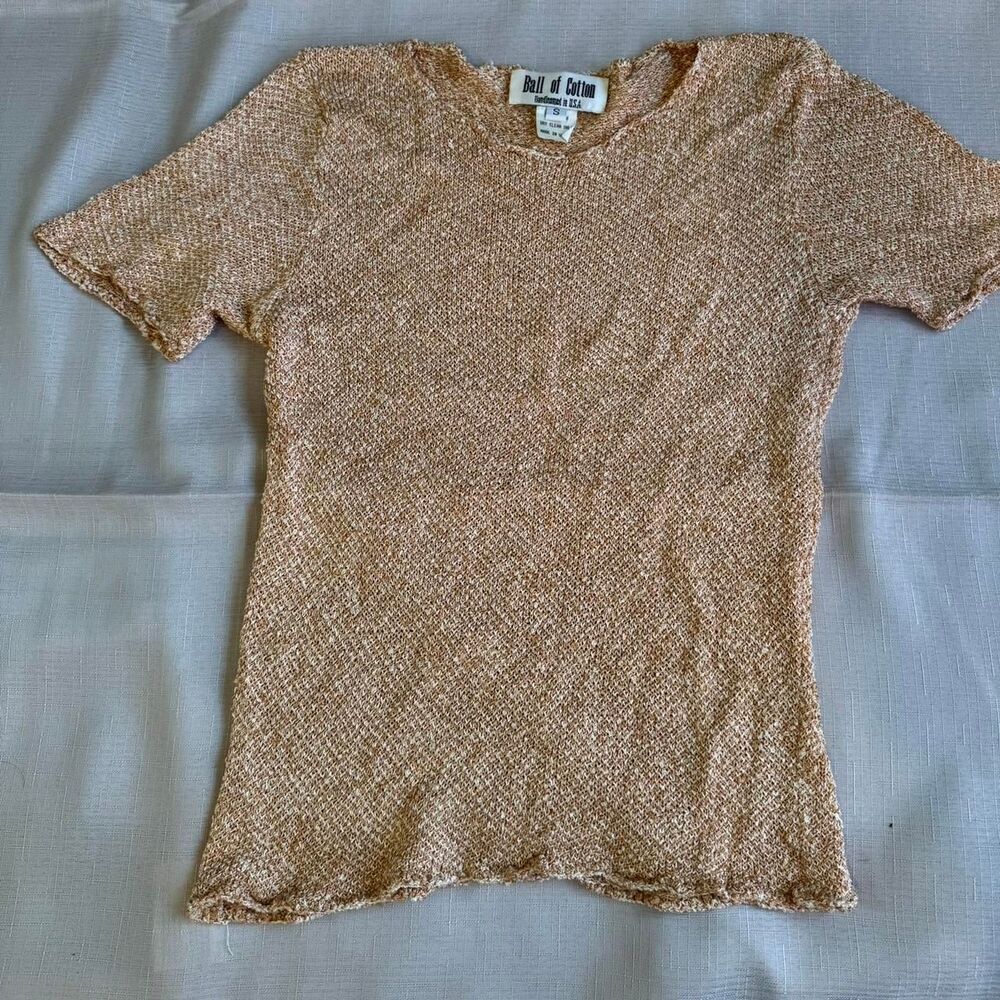 Vintage 90s Ball of Cotton Knit Tee Made in USA Small